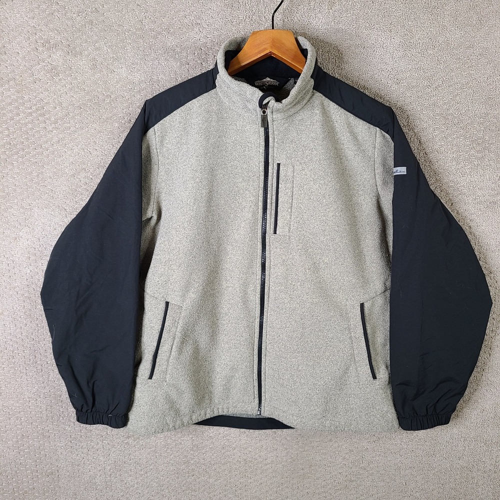 White Sierra Jacket Womens XL‎ Gray Black Full Zip Fleece Outdoor Hiking Layer